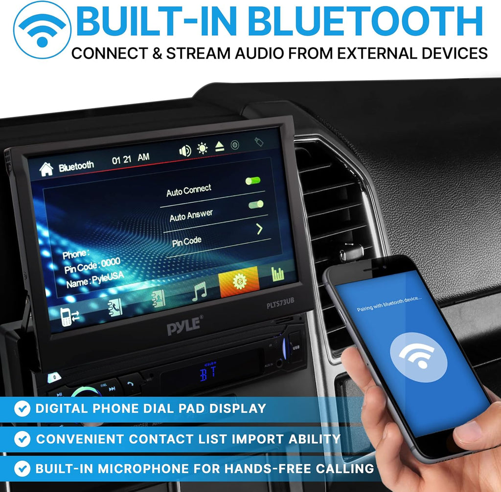 Car Stereo Video Receiver with 7" Touchscreen, Bluetooth, USB, SD, AM/FM Radio V542