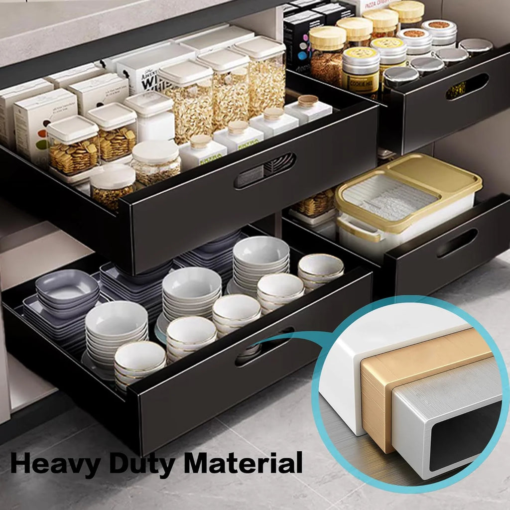 2 Pack Pull Out Drawers for Cabinets, 10W Adhesive Carbon Steel Organizer X139351