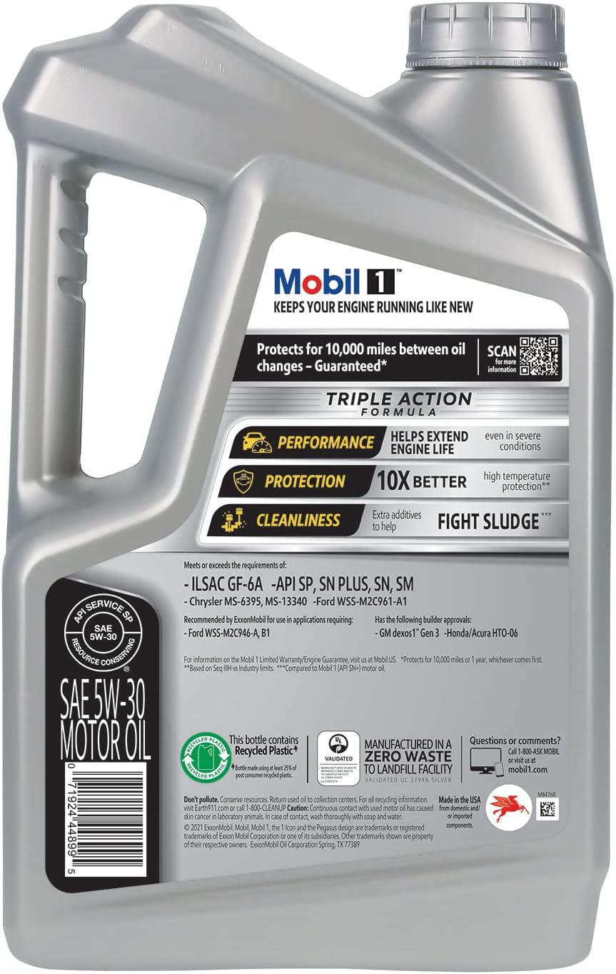 Mobil 1 Advanced Full Synthetic Motor Oil 5W-30, 5 Quart (Pack of 2)