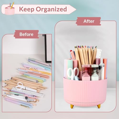 360 Degree Rotating Desk Organizer with 5 Slots, Pencil Pen Holder for Desktop F1098