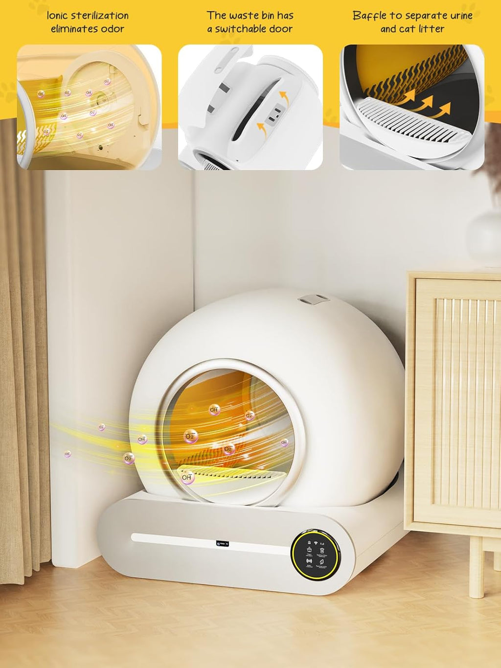 Self-Cleaning Litter Box for Multiple Cats with App Control A928