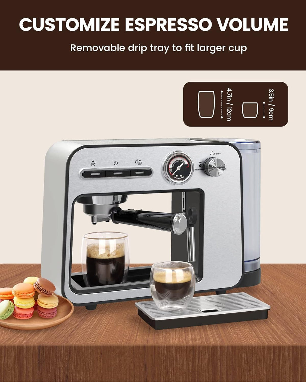 Espresso Machine 20 Bar with Milk Frother, Semi-Automatic Coffee Maker S1860