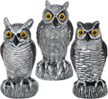 3-Pack Owl Decoys for Bird Deterrent - Weatherproof Bird Repellent Devices for Outdoor Use - Plastic Owls to Scare Birds Away and Control Garden Pests