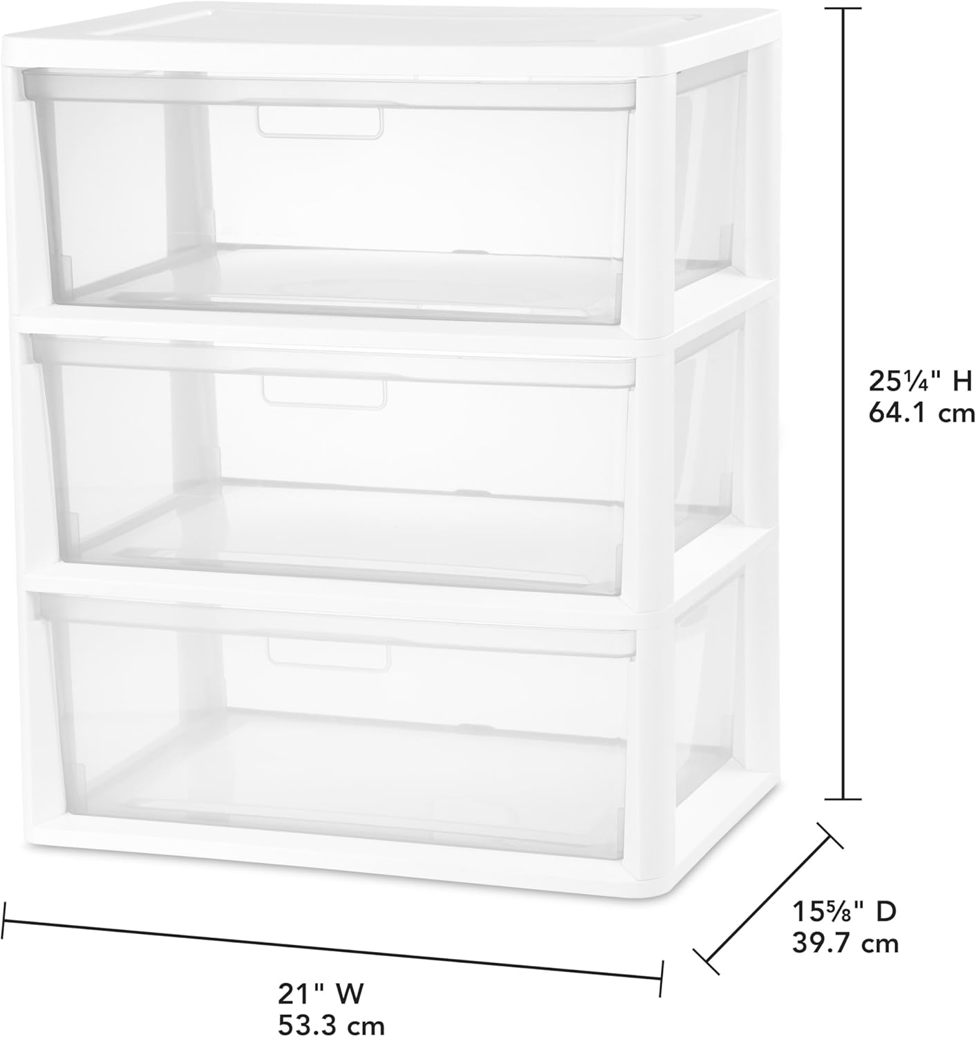 3-Drawer Storage Tower with Clear Plastic Drawers Y154