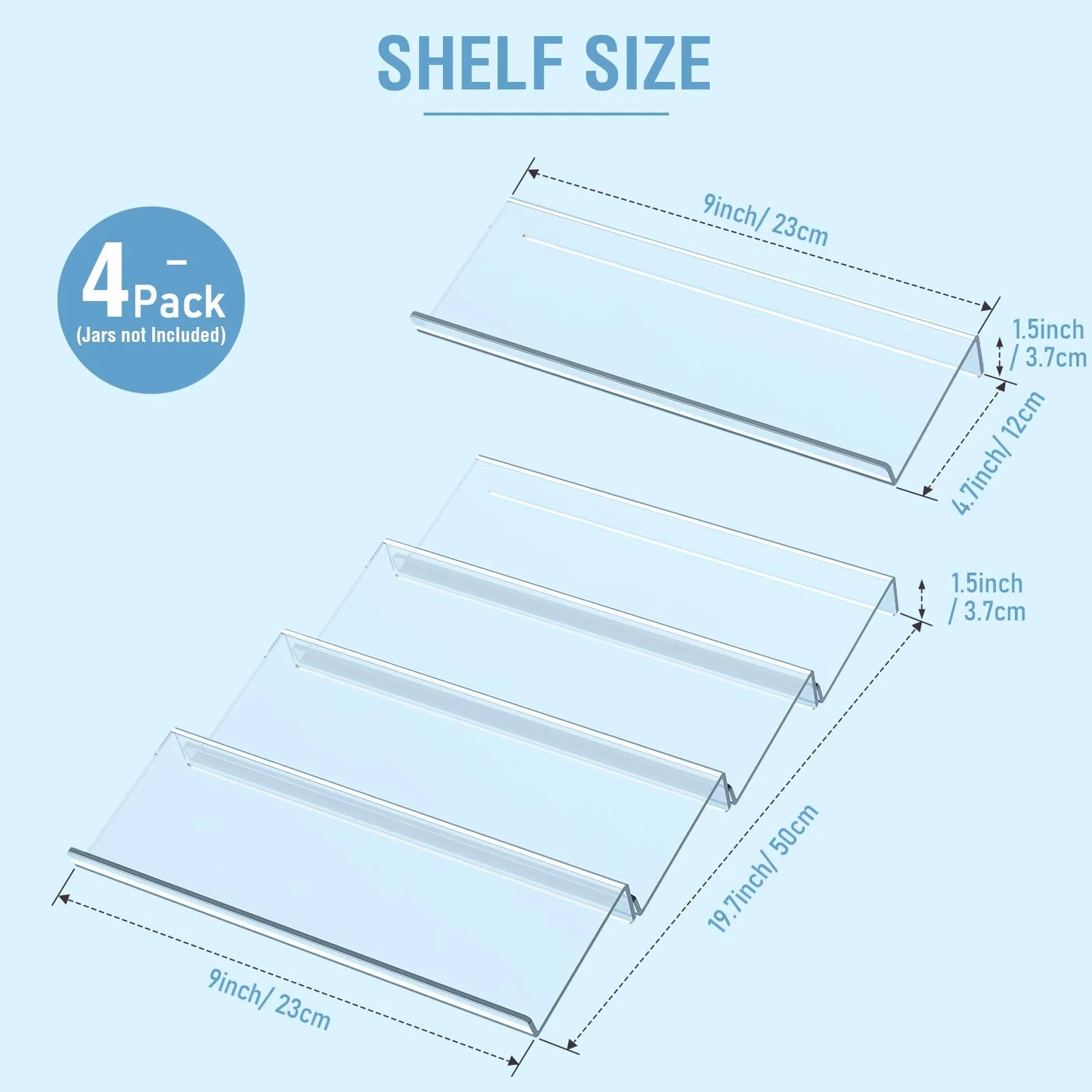 Transparent Spice Rack Organizer 4 Tier, Acrylic Drawer Insert with Slanted Tray Q6526