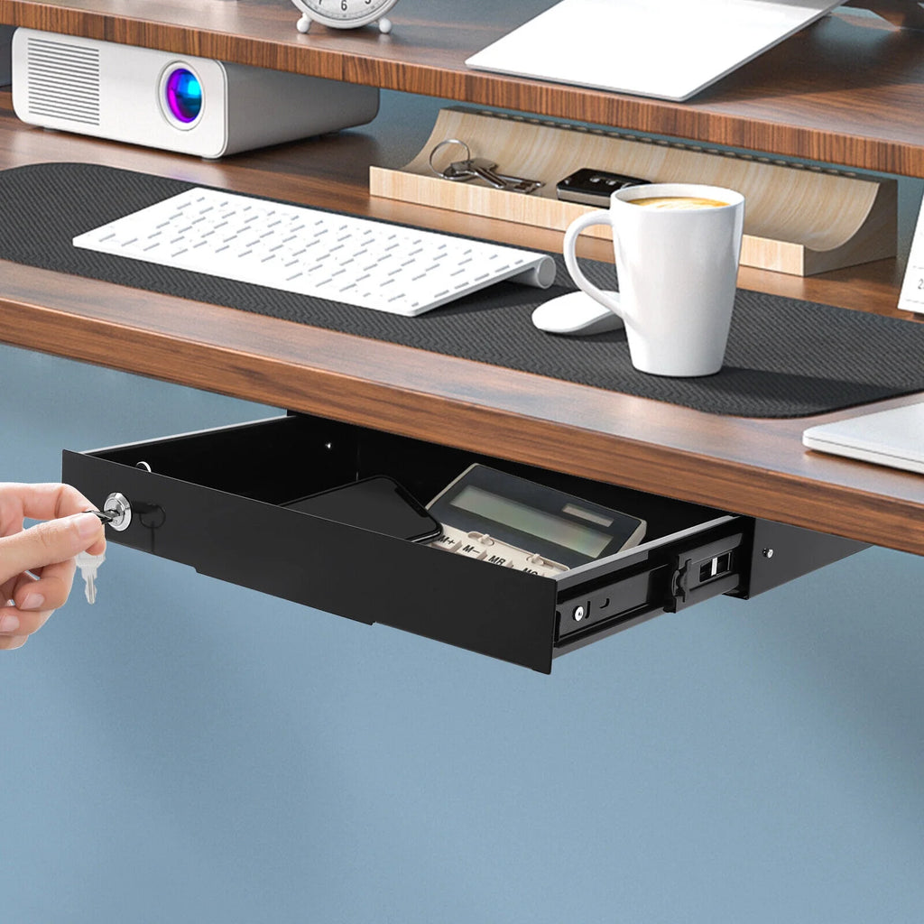 Under Desk Mounted Iron Drawer Storage with Keys E4804