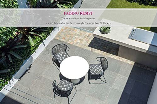 Outdoor Seat Cushions Set of 2 Patio Chair Cushions with Ties, Grey Geometry A79914
