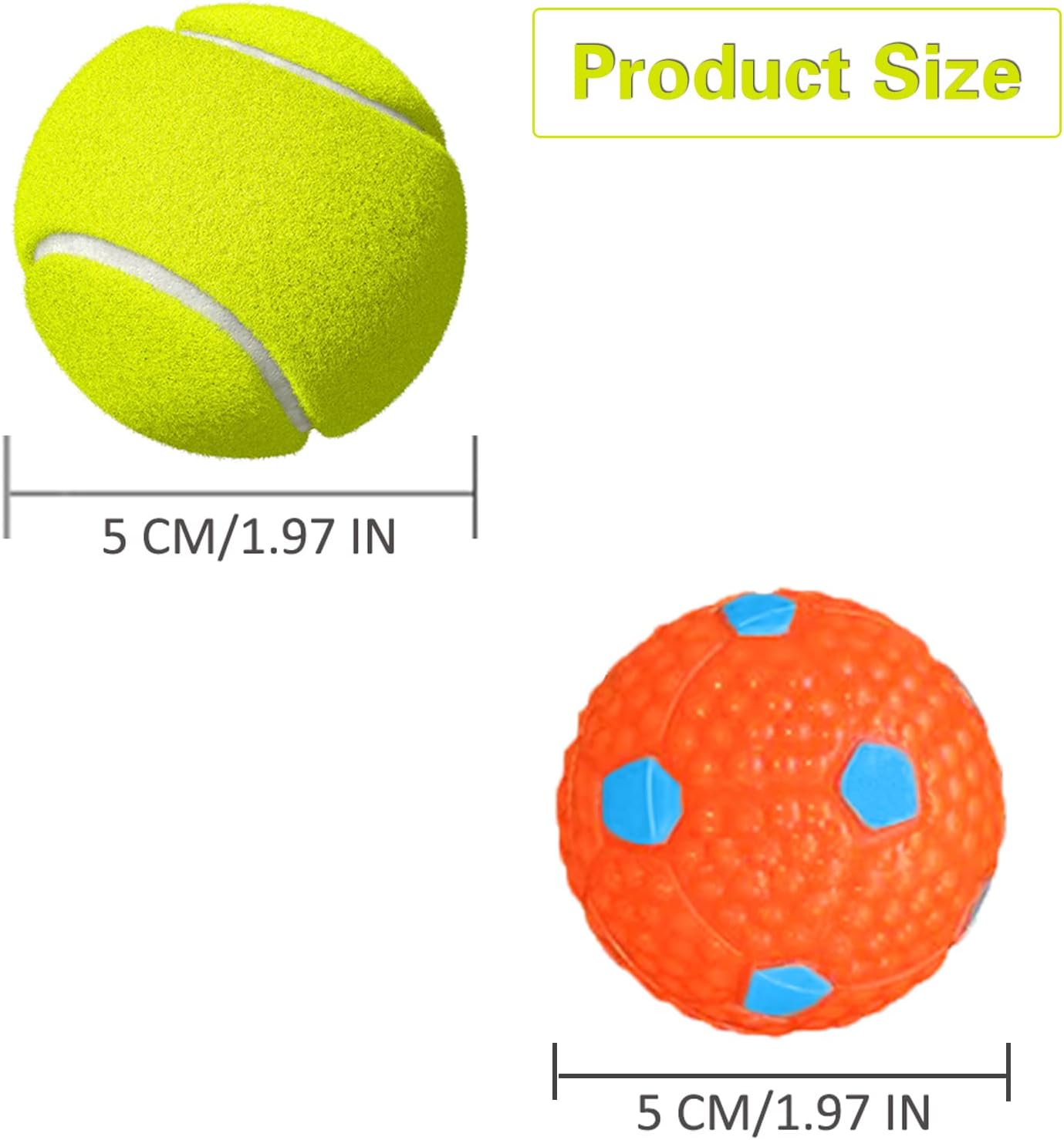 Small Tennis Balls for Dogs, 6 Pcs 1.97" Diameter Mini Balls C907