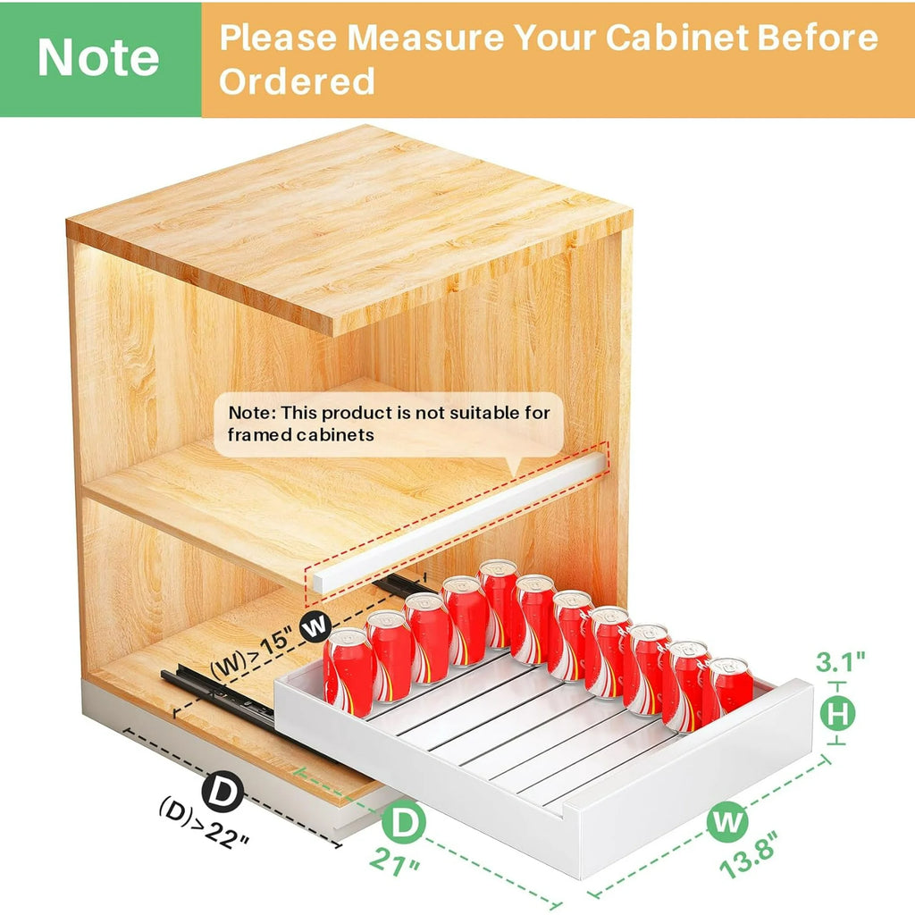Pull Out Cabinet Organizer, 21" Deep, White L831697