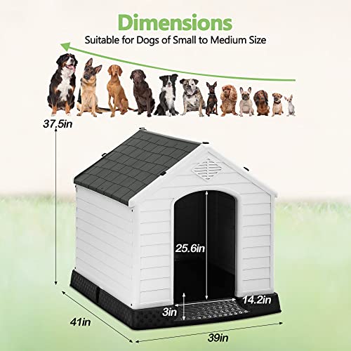 Large Dog House Outdoor Waterproof with Air Vents and Elevated Floor N474392
