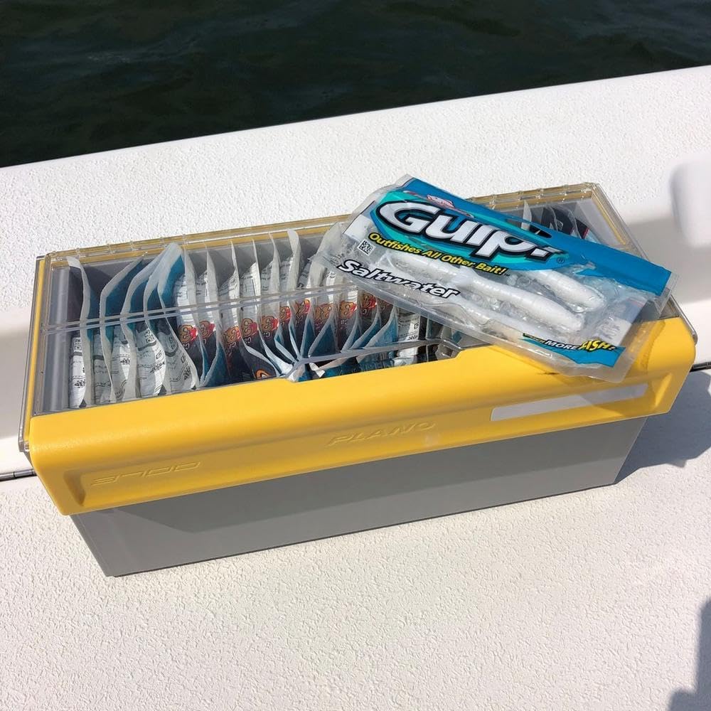 Plastic Tackle Utility Box, Clear and Yellow, Rust-Resistant, Waterproof S649