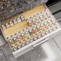 Bamboo Spice Drawer Organizer with Non-slip Mat,4 Tier - 2 Set Jar Spice Rack Tray From 12''to 24'',Hold up 48 Jars Seasoning Organizer for Kitchen,Cabinet,Drawers,Countertop