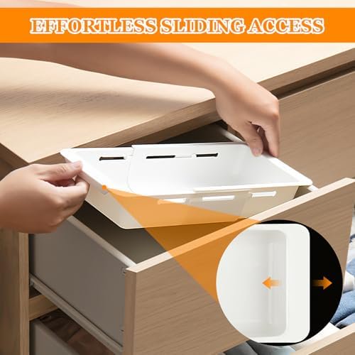 Hanging Expandable Drawer Organizer with Sliding Storage Trays, White D39936
