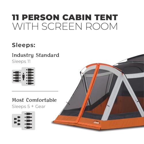 11 Person Family Cabin Tent with Screen Room and Carry Bag V217938