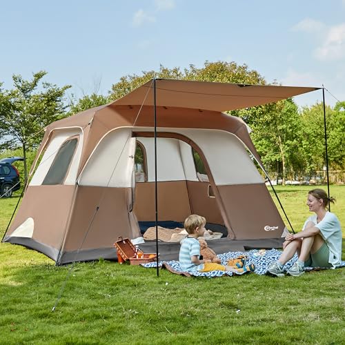 PORTAL 6 Person Camping Tent with Porch, Family Cabin Tent with Spacious Space, Water Resistant, Excellent Ventilation for Camping Outdoor Party Gathering