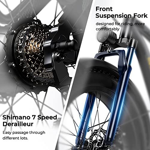 Electric Mountain Bike for Adults, 1500W Peak Motor 30mph, 26" Fat Tire, 48V Removable Battery, 7-Speed S619501
