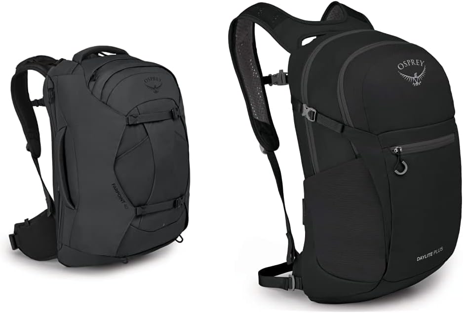 Osprey Farpoint 40 Travel Backpack, Multi, O/S & Daylite Plus Daypack, Black, One Size