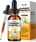 Soursop Leaves & Fruit, Soursop Graviola Liquid Drops 1500mg with Green Tea, Black Seed Oil, Turmeric for Cell Support, Immune, Antioxidant - Soursop Bitters Liquid, Natural Pineapple-B Flavor 2 Fl Oz