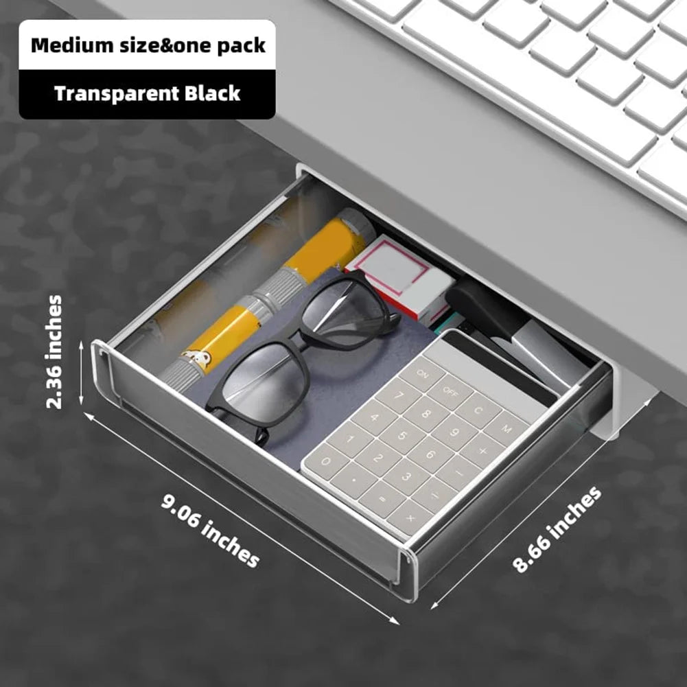 Under Desk Drawer, Adhesive Pull Out Storage, 9 Inch Z56200