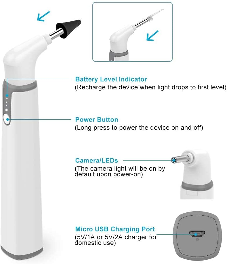 Wireless Otoscope with Earwax Removal Tool and 6 LED Lights U74878