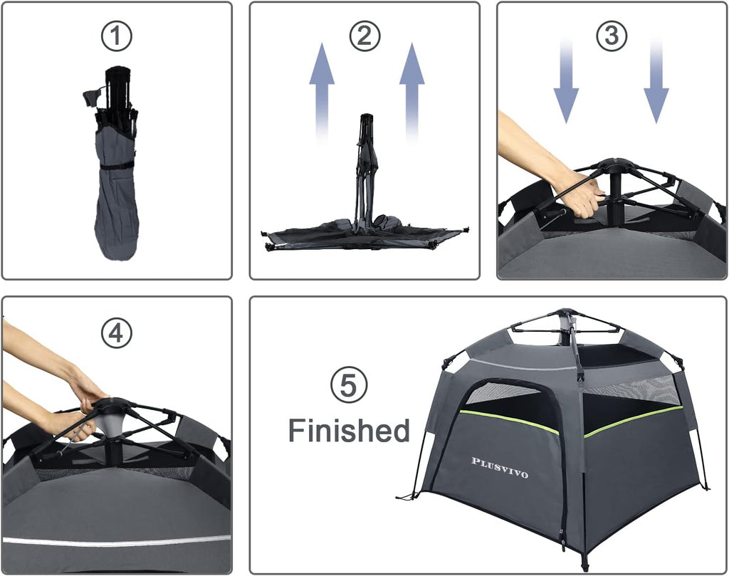 Pop Up Dog Tent for Large Dogs, Foldable Mesh Camping Tent with Shoulder Bag E9928