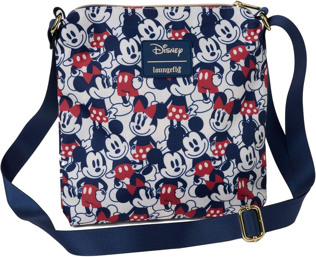 Mickey and Minnie Mouse Crossbody Purse Passport Bag Navy Nylon W901922