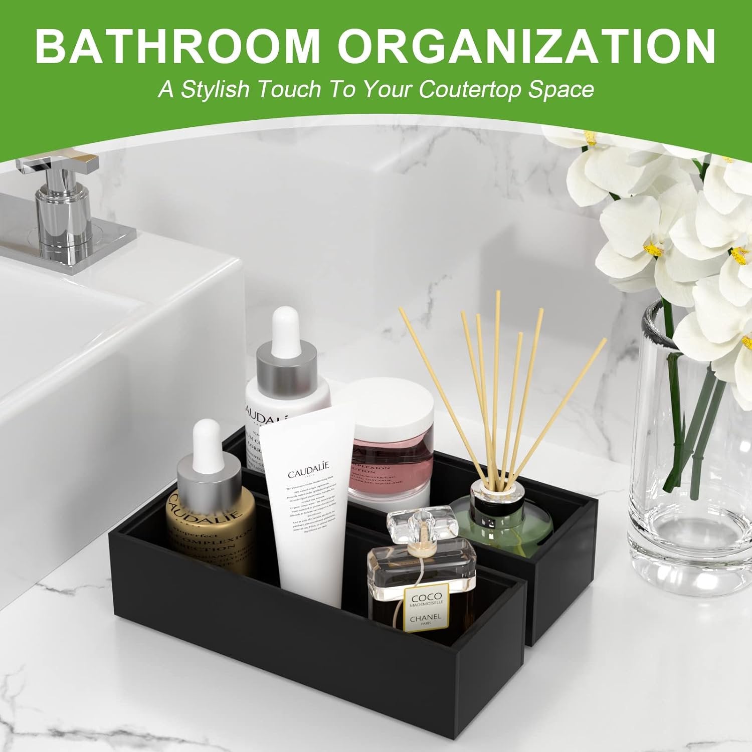 Bamboo Drawer Organizer for Silverware, Stackable Set of 2 W740372
