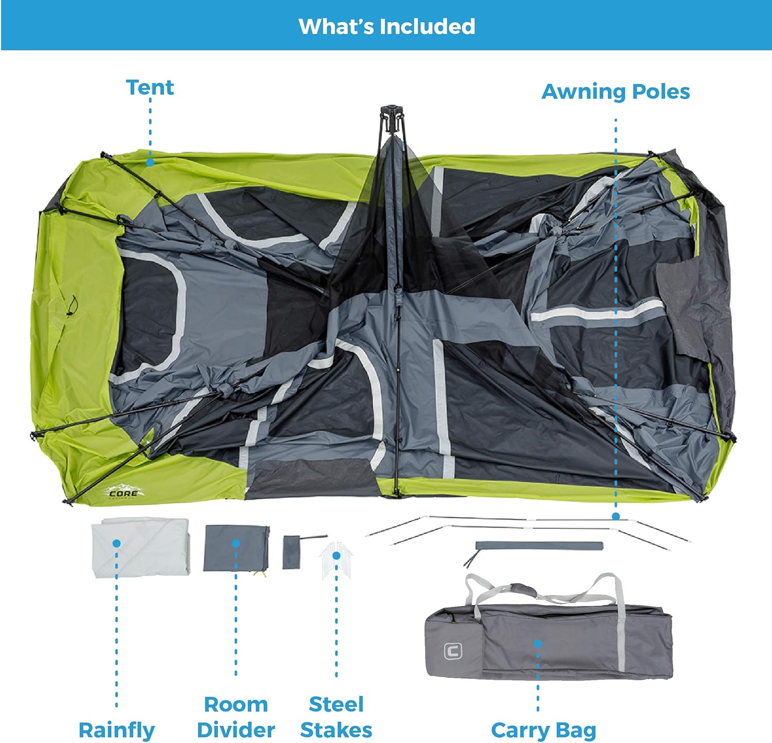 12 Person Instant Cabin Tent with 3 Rooms for Family Camping M435
