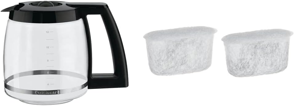 Cuisinart 12-Cup Replacement Glass Carafe for Coffee Maker (DCC-1200PRC) and Cuisinart Replacement Water Filters, 2-Pack