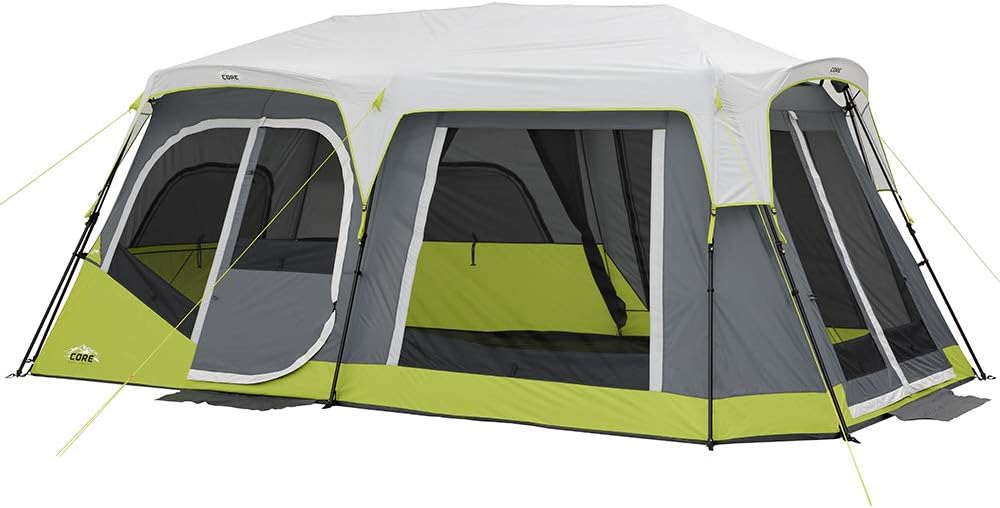 CORE 12 Person Instant Cabin Tent | 3 Room Tent for Family with Storage Pockets for Camping Accessories | Portable Large Pop Up Tent for 2 Minute Camp Setup