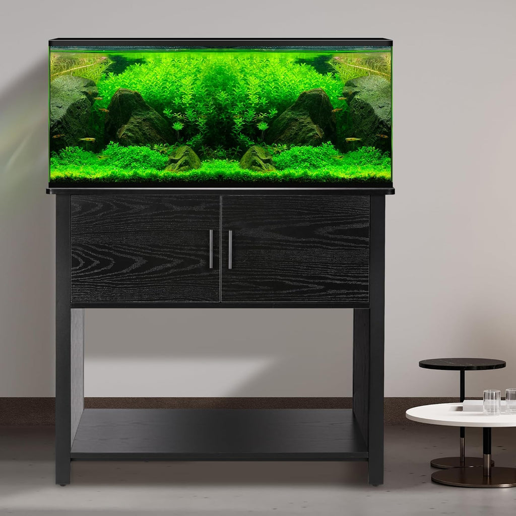 Aquarium Stand with Cabinet, 40-50 Gallon Fish Tank Stand, Turtle Reptile Terrariums Stand, Metal Frame 990 Pounds Load Capacity, 18.9" D x 36.6" W x 32" H