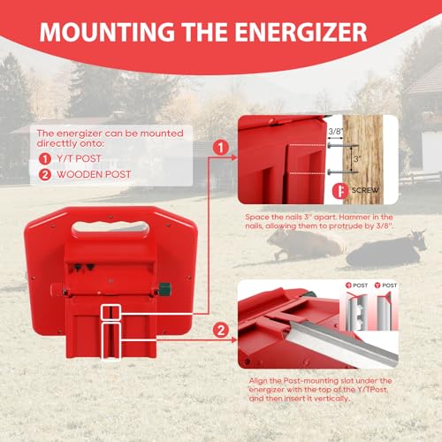 Solar Fence Charger for Livestock, 0.53 Joule, Dual Input J381770