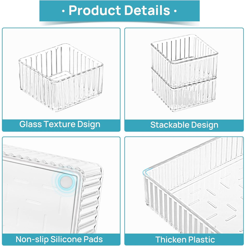 Clear Drawer Organizer Bins, Stackable Acrylic Storage Containers P737