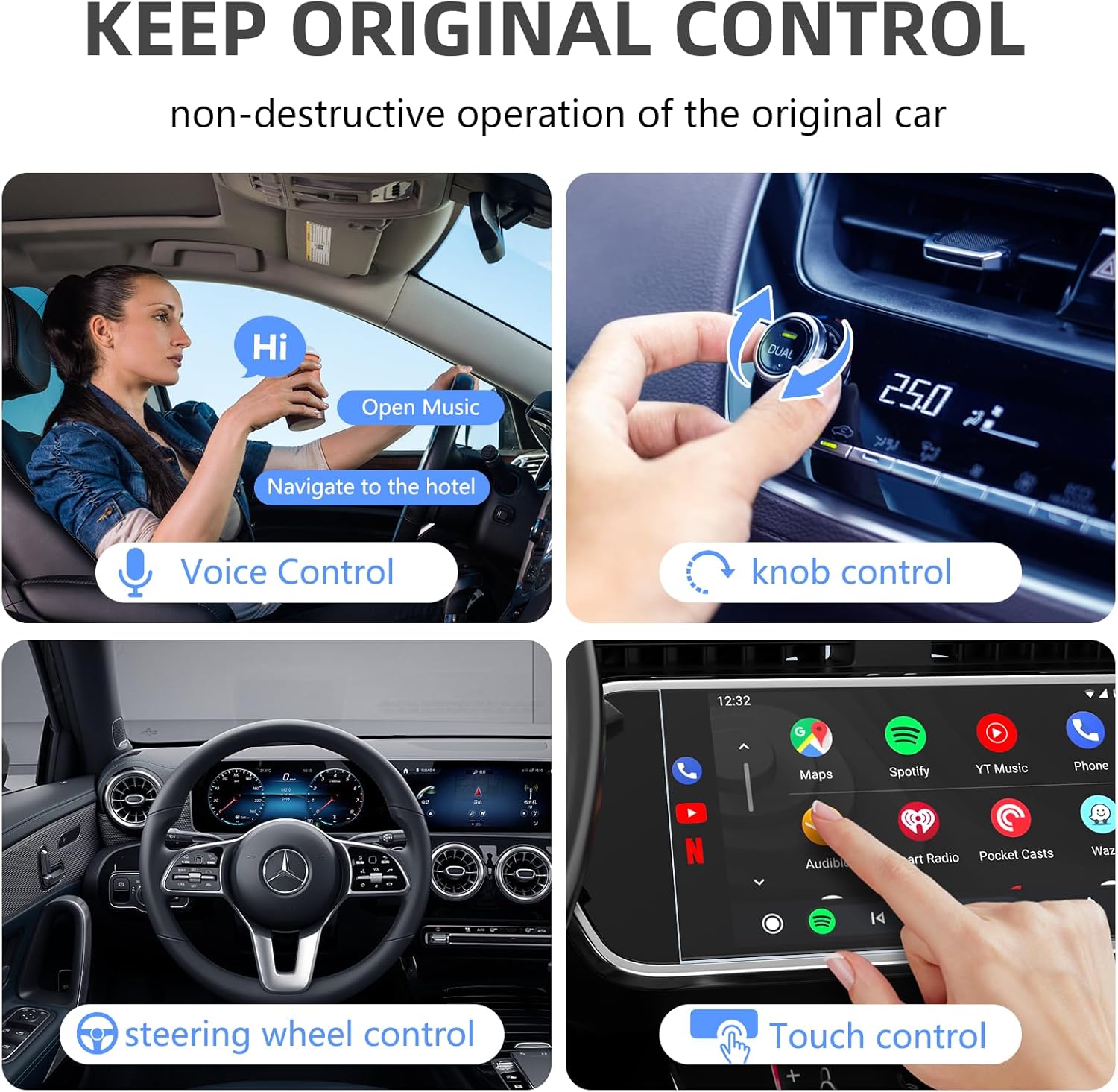 Wireless CarPlay Adapter for iPhone Android, Plug and Play J221