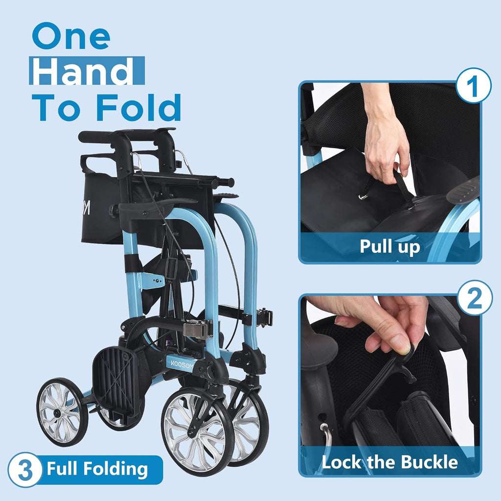 Rollator Transport Chair with 10 Inch Wheels and Footrest T3887