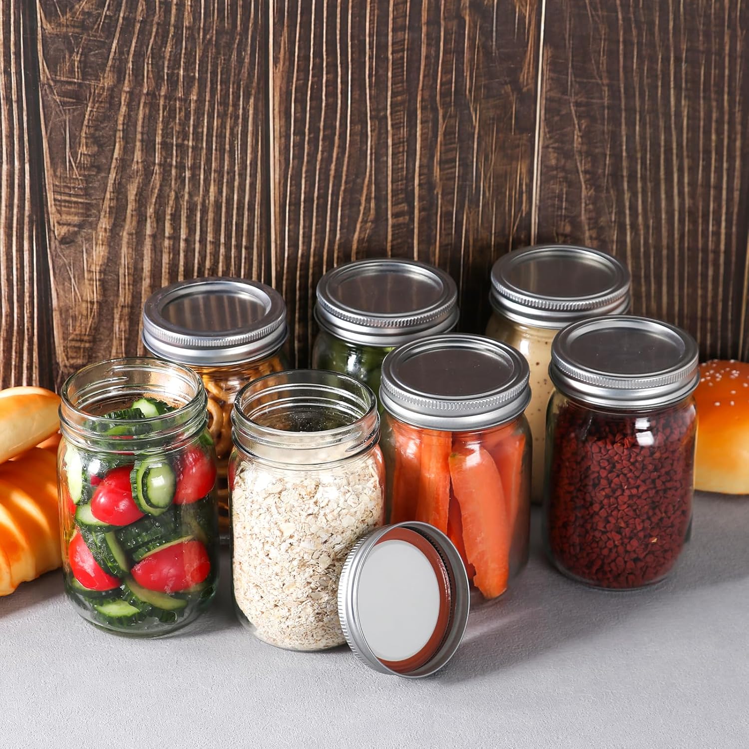 12 oz Glass Mason Jars with Airtight Lids, 8 Pack for Canning and Meal Prep X461