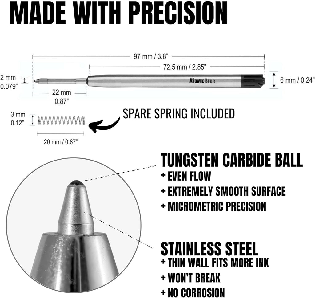 Ballpoint Pen Refills, Black Ink Medium Flow, 6 Pack B6244