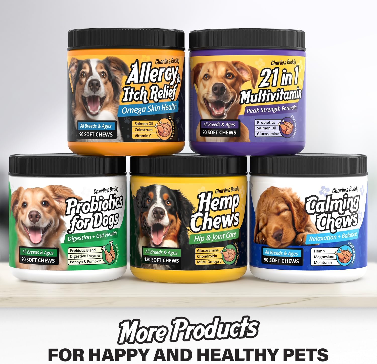 Dog Allergy Chews with Omega 3 and Probiotics, Chicken Flavor M8558