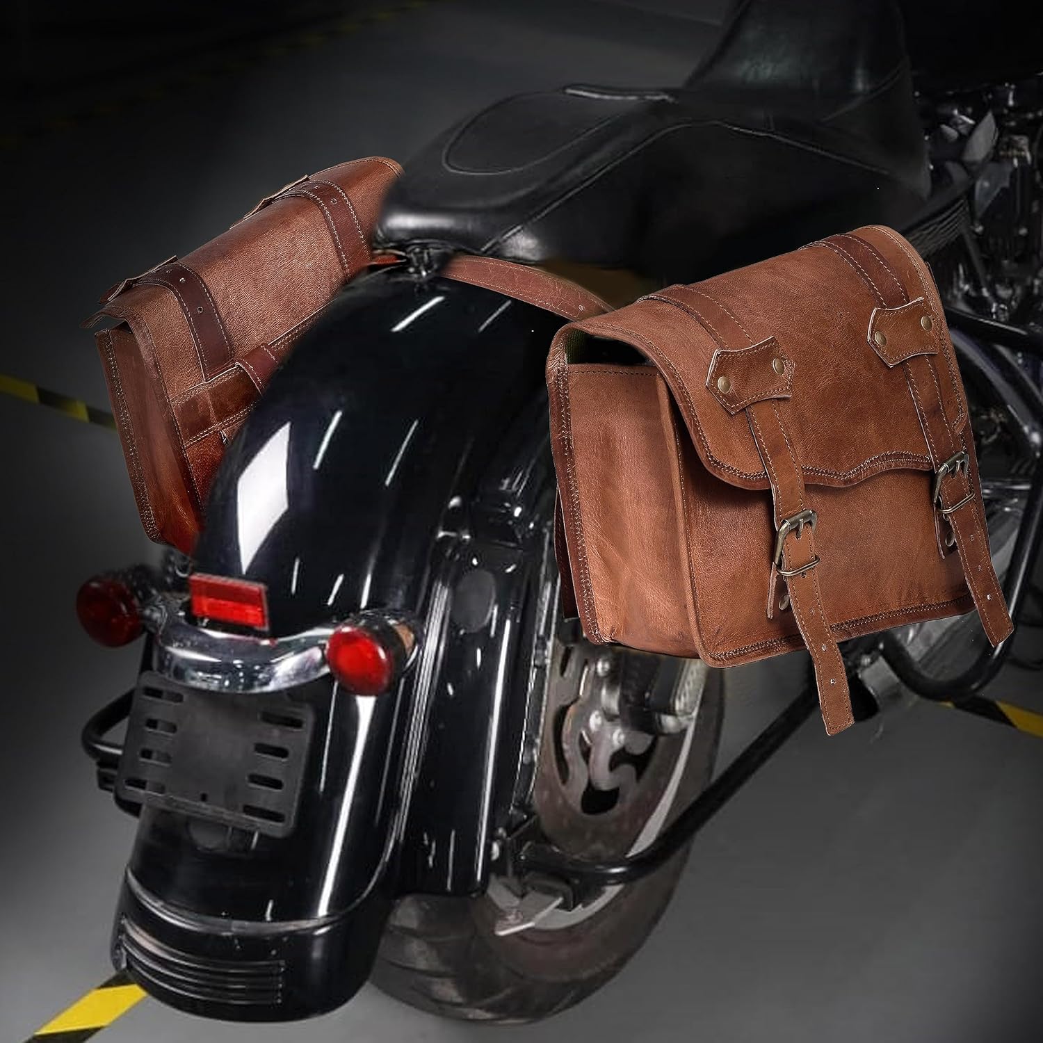 Leather Motorcycle Saddlebags, Set of 2 U12643