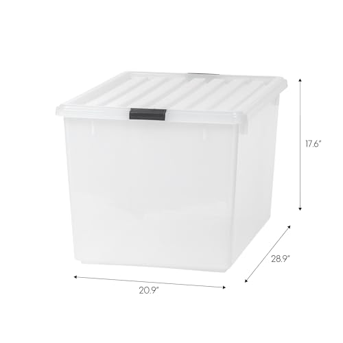 Stackable Plastic Storage Bins with Lids, 33 Gal, Clear N9781