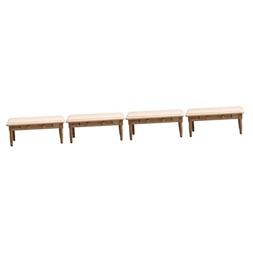 4pcs Plain Blank Coffee Table Desk Mini Table End Table Model Decor Mini House Adorn DIY Supply Small Wooden End Table Mini House Furnishing Supply Mini End Table Mini House Decor