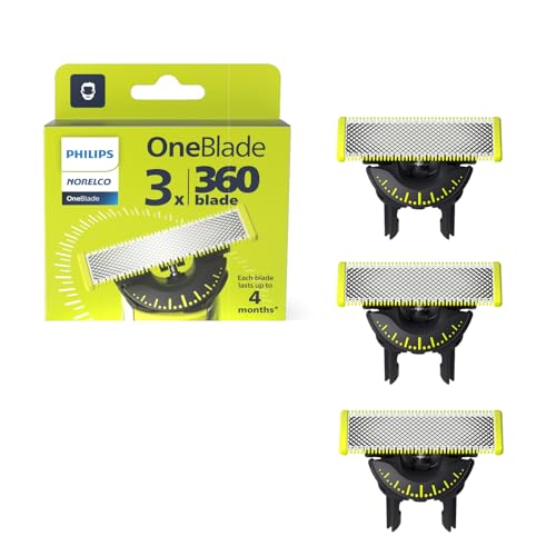 Philips Norelco OneBlade 360 Replacement Blades, for OneBlade Electric Shaver and Trimmer, Durable Stainless Steel, Trim, Edge and Shave, 2 pack, Model QP420/80