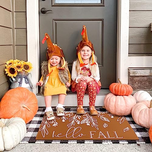 Buffalo Plaid Pumpkin Fall Door Mat for Front Porch, 30 x 17 N453858
