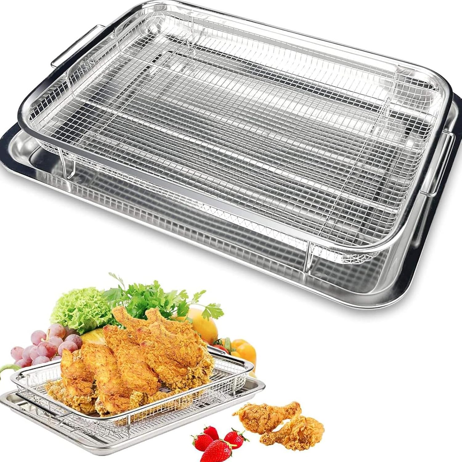 Stainless Steel Air Fryer Basket and Tray Set for Oven P788