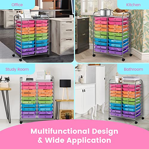 Rolling Storage Cart with 20 Drawers on Wheels C5284