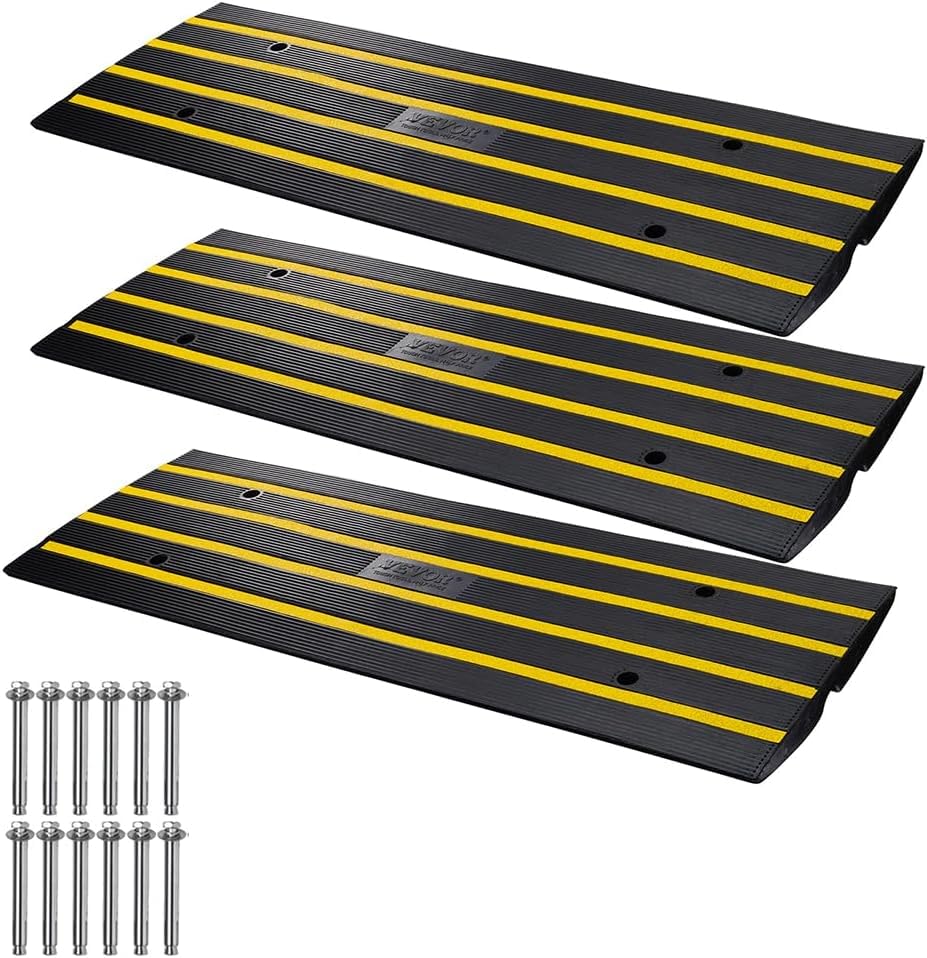 VEVOR Curb Ramp for Driveway, 2 Pack Heavy Duty 32000 lbs Weight Capacity Car Ramp, 2.6 inch High Curbside Bridge Ramps for Loading Dock Garage Sidewalk,Expandable Full Ramp Set