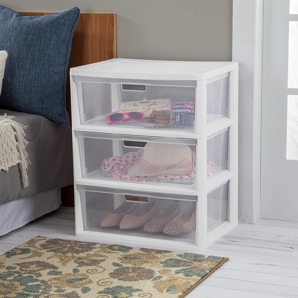 3-Drawer Storage Tower with Clear Plastic Drawers Y154