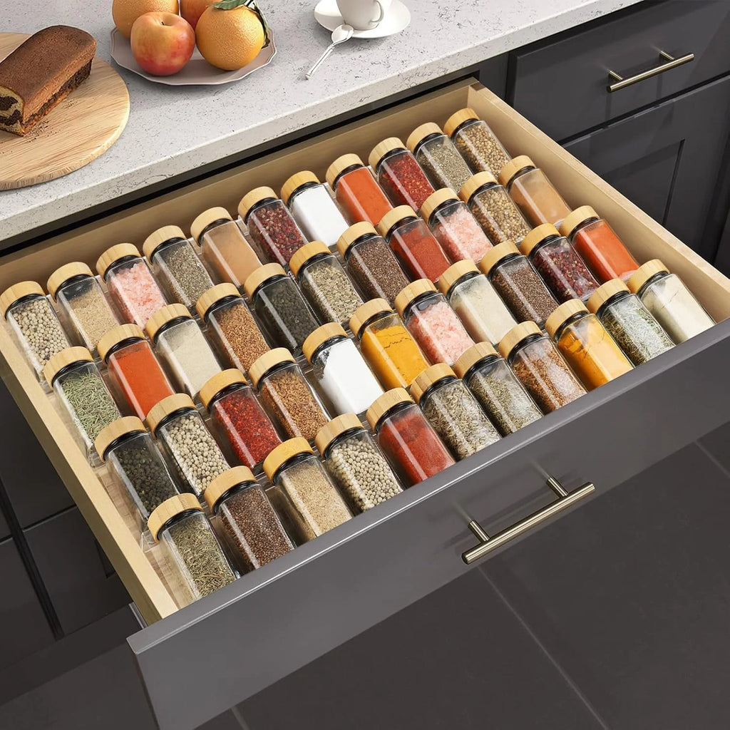 Spice Drawer Organizer 4 Tier, Clear Acrylic Rack, Expandable N1369