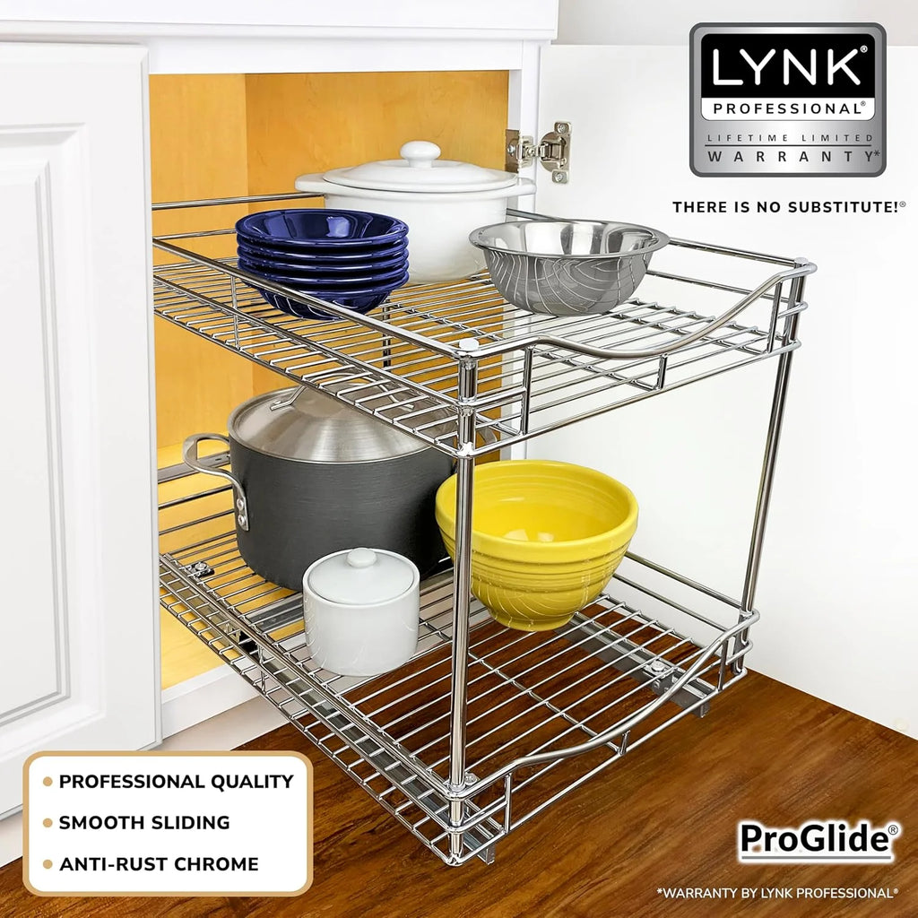 Pull Out Cabinet Organizer - Slide Out Drawer for Kitchen Cabinets - 2 Tier G208075
