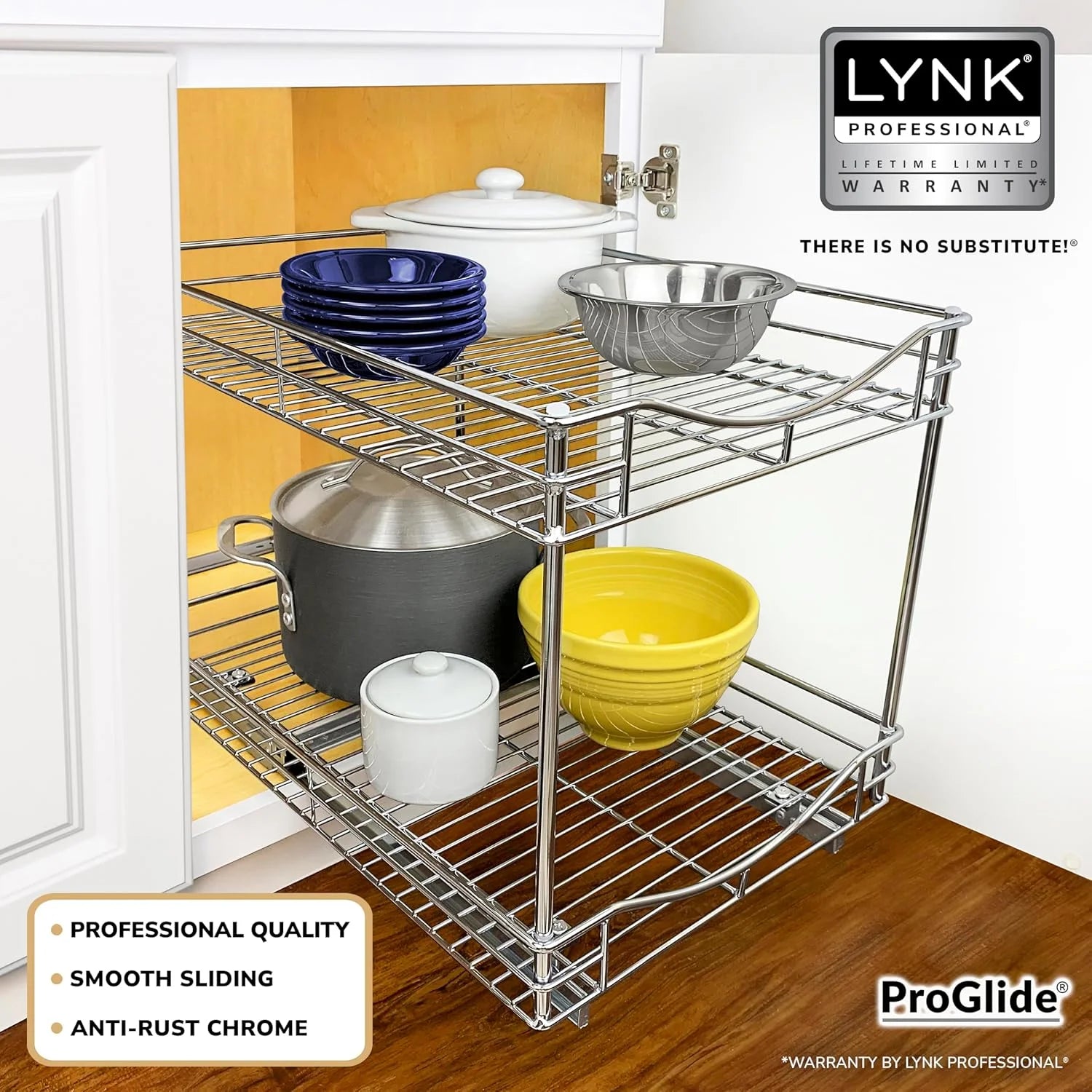 Pull Out Cabinet Organizer - Slide Out Drawer for Kitchen Cabinets - 2 Tier G208075